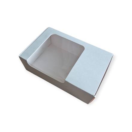 Macron box, white, with a window 17x11x5.5cm