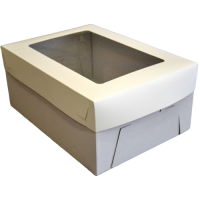 WHITE RECTANGULAR CAKE BOX WITH WINDOW 260×360×160 mm