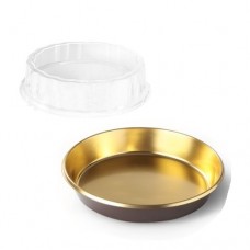Cake box "Charlotte" golden, round with a lid (plastic)