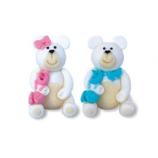 Suhkrukaunistus valge KARU ROOSA/SINISE JÄNESEGA  6tk