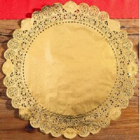 TORDI ALUSPITS kuldne ümmargune pitsilise äärega 20cm 1tk  -30% LÕPUMÜÜK!