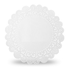 TORDI ALUSPITS valge ümmargune pitsilise äärega 100tk erinevad mõõdud.